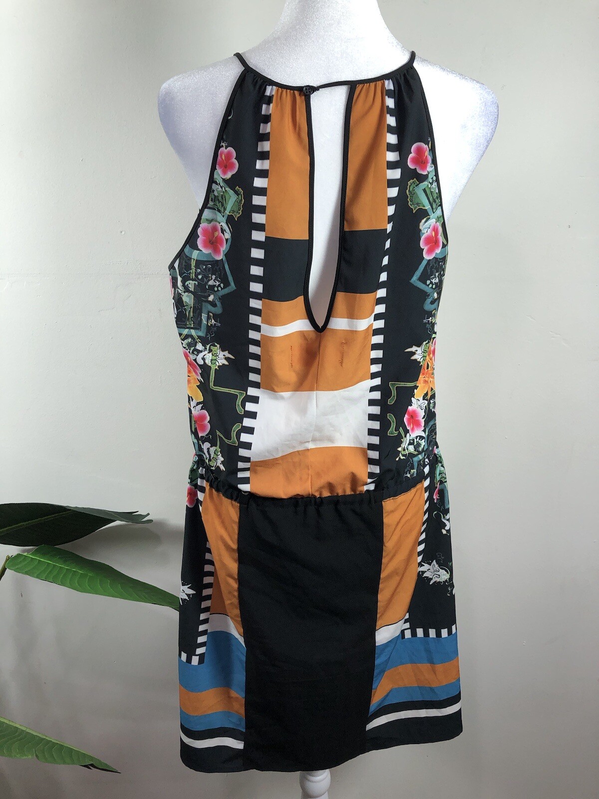 Clover Canyon Orange Floral Disc Neoprene Scuba Sheath Dress S Bodycon SEXY