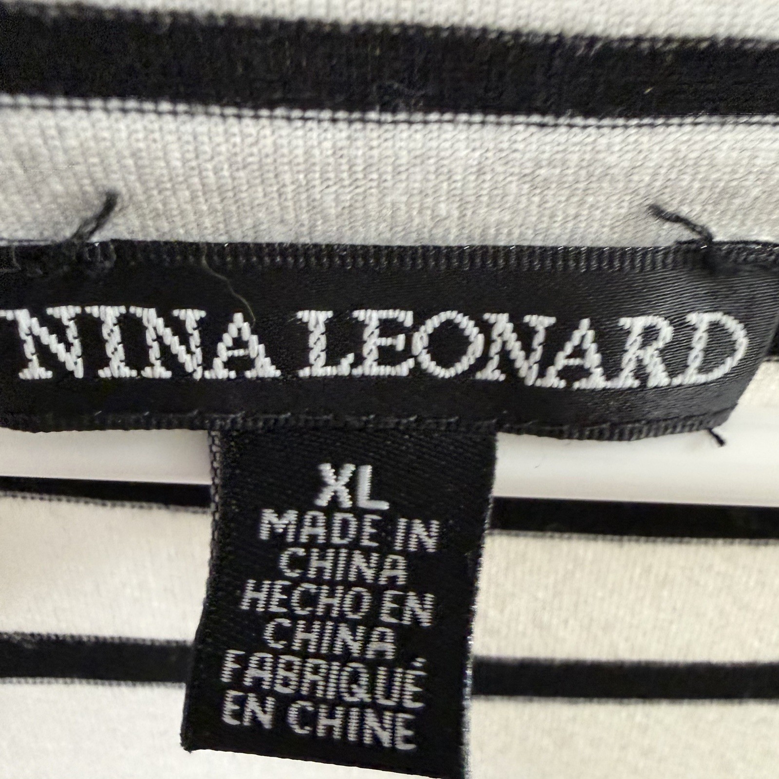Nina Leonard Black & White Striped Three Tiered Sleeveless Sundress XL