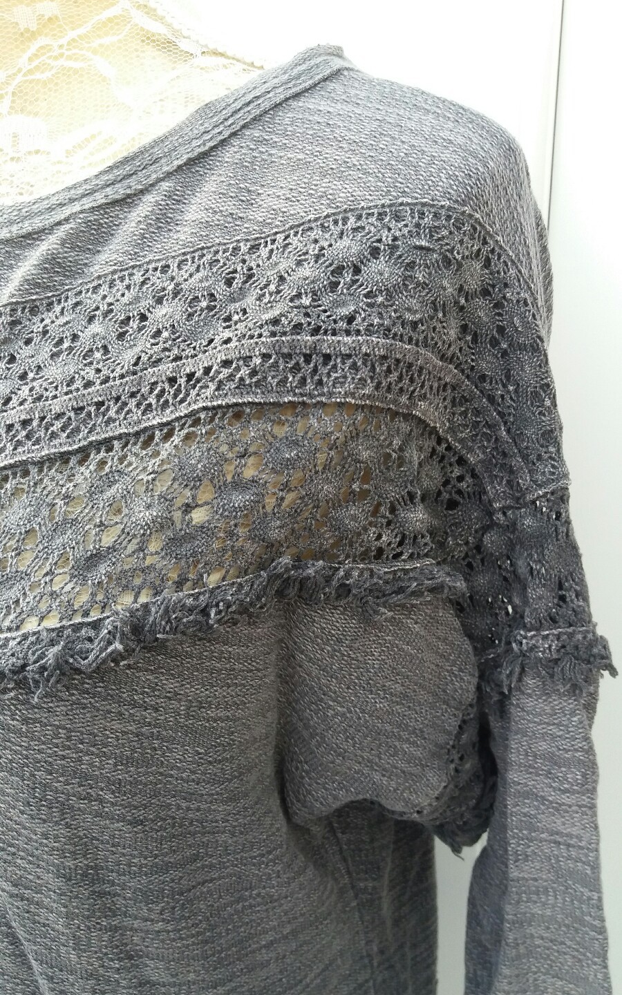 H&M Ladies Size XS 6 8 Grey Zip Back Ethnic Style Tunic Dress Casual Fashion
