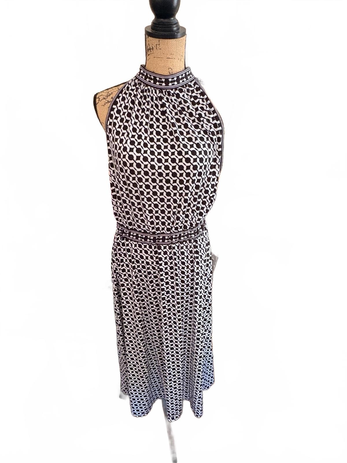 St. John Black and White Geometric Halter Dress from a Major