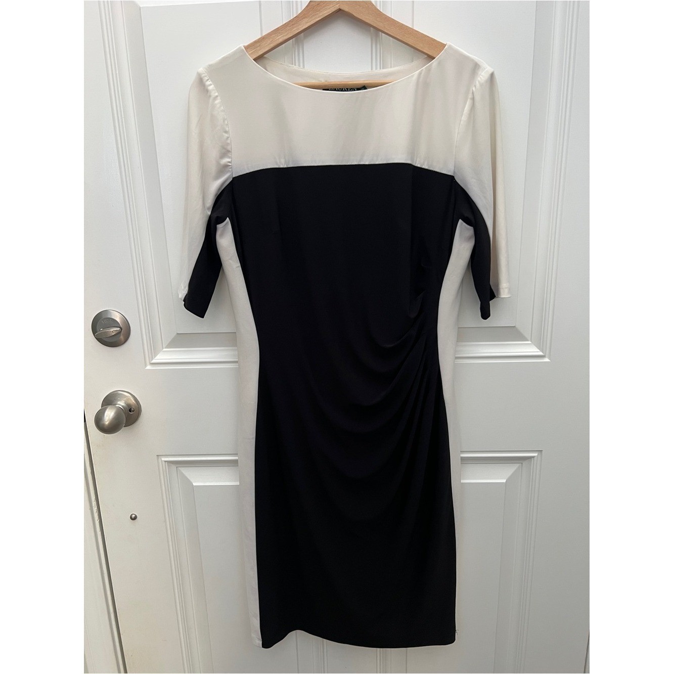 Ralph Lauren Black and Cream Midi Sheath Dress