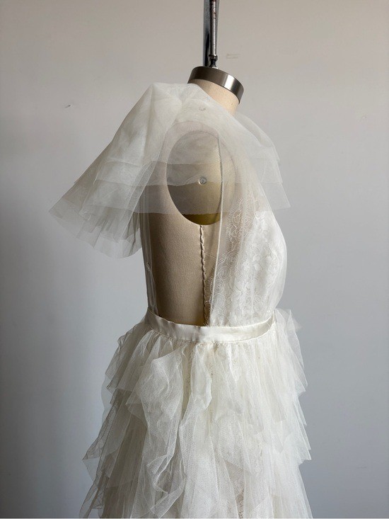 $489 NWT For Love And Lemons “Maxine” Tulle Maxi Dress in Ivory Sz XXS