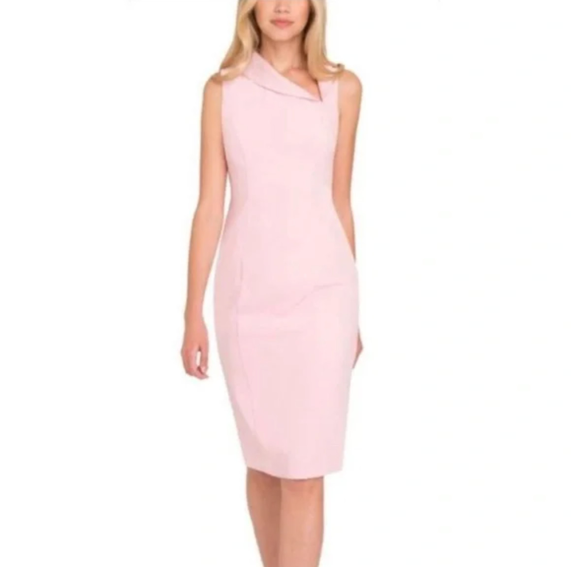 Black Halo Midi Dress Sz 8 Pink Blaze Sheath Knee Length Sleeveless Career $345