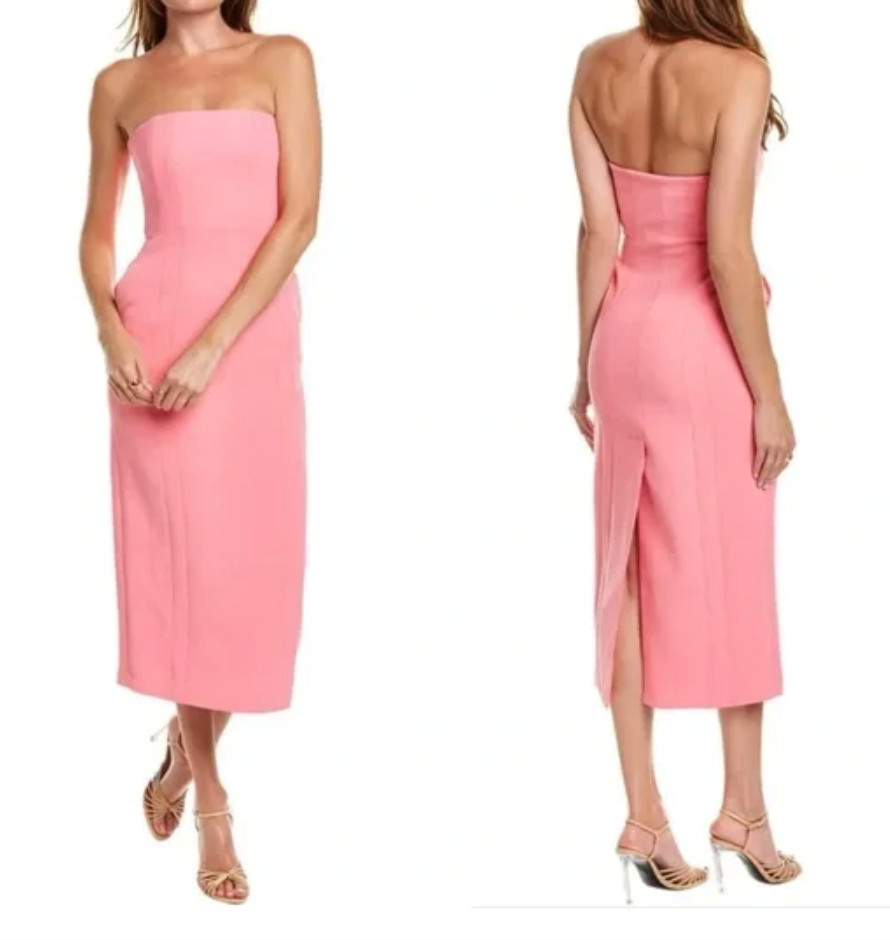 A.L.C. Elizabeth Strapless Sheath Midi Dress Grapefruit Pink 8 NWT $550