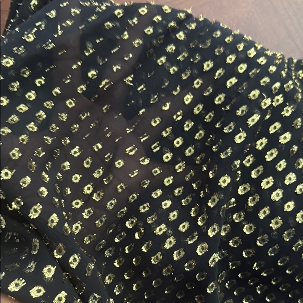 RED Valentino Black and Gold Bishop Sleeve cocktail dress pussybow