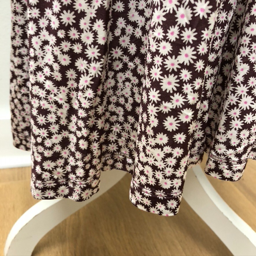 Samsoe Samsoe Fritta Dress Maxi Choco Aster Floral Micro Print Womens XS Retro