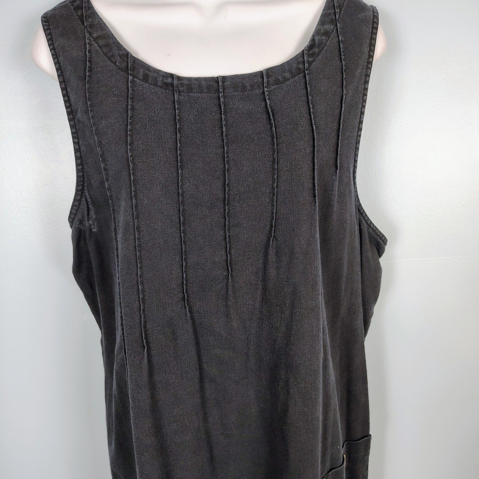 Original TY Wear Black Linen Blend Pintuck Sleeveless Maxi Dress Plus Size 18