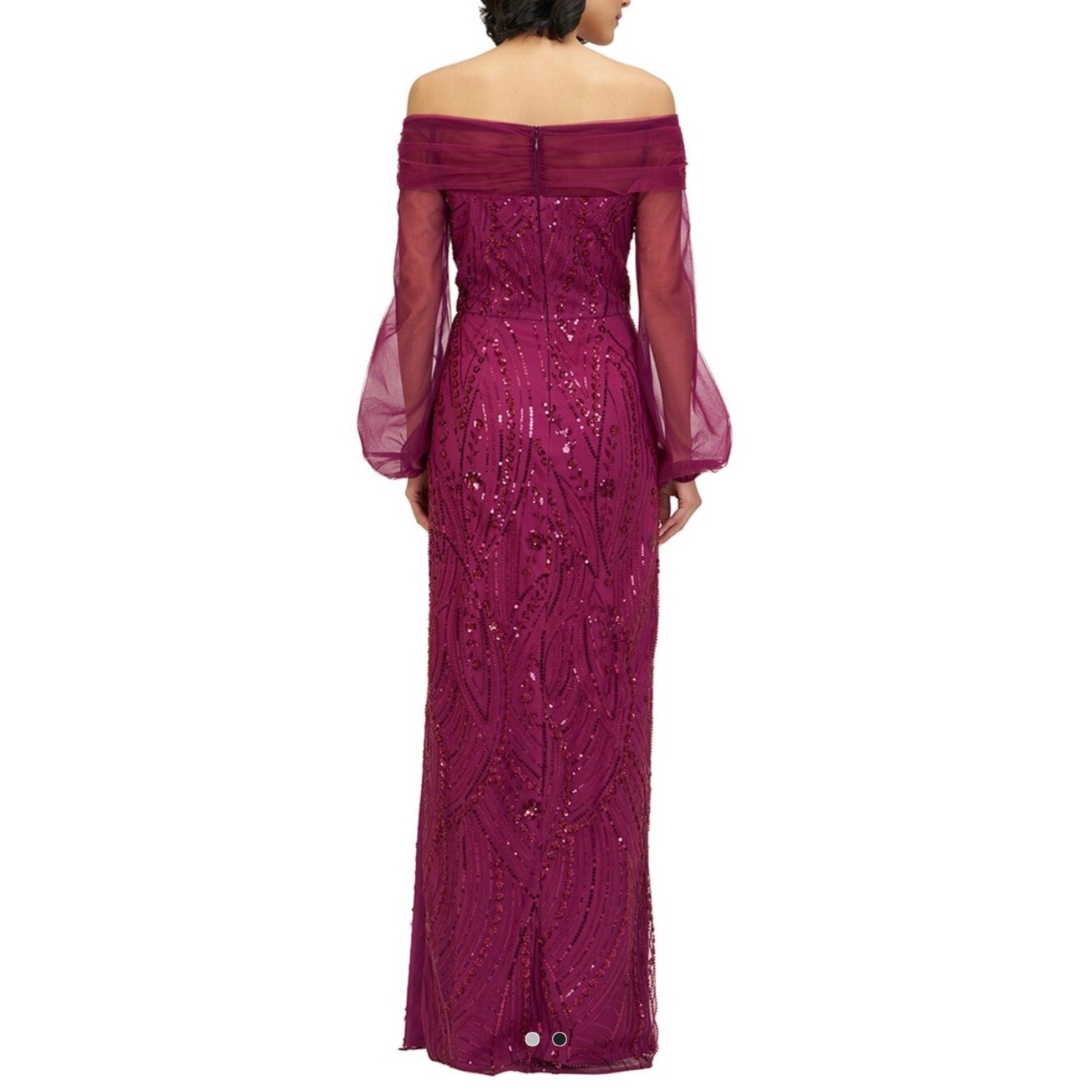 NWT JS Collections Savannah Raspberry Sequin Beaded Gown Size 12