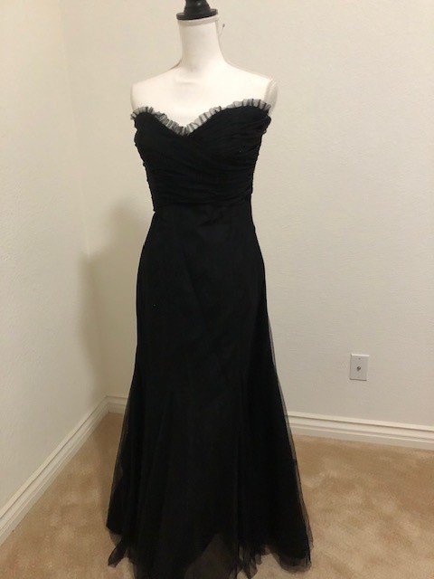Black Strapless Evening Gown with train by Vera Wang, size 6
