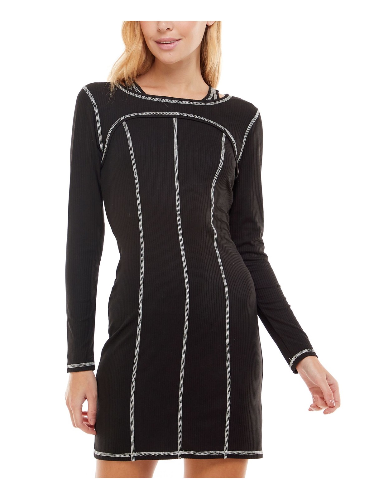 ULTRA FLIRT Womens Short Dress Black Contrast Stitching At Seam Juniors XS