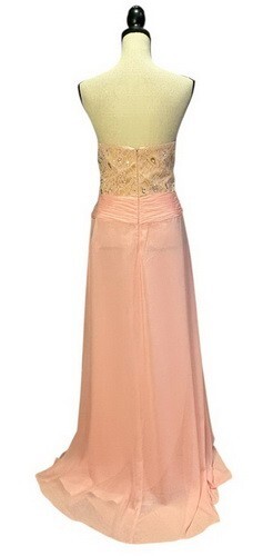Pink Strapless Embroidered Rhinestone Lace Chiffon Gown size L/XL $289