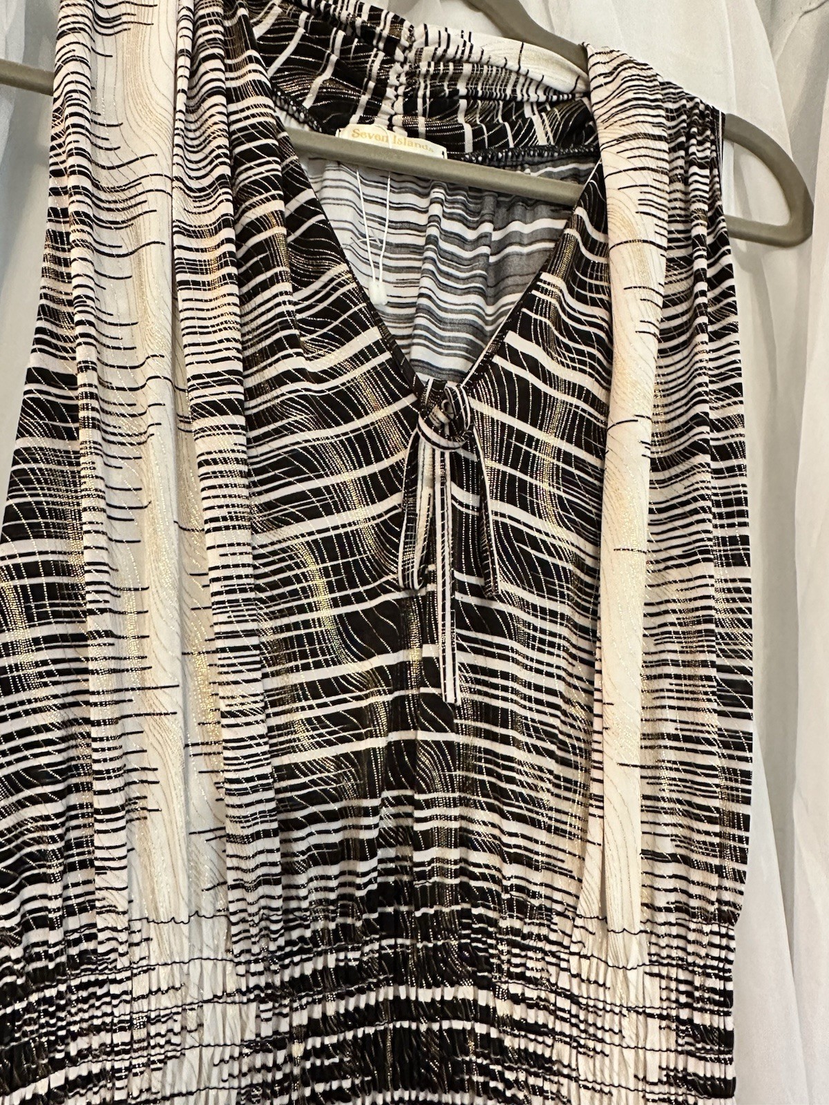 Seven Islands Brown, Cream And Gold Sleeveless Maxi Dress