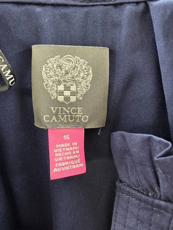 Vince Camuto Split-Neck Elbow-Sleeve Dress Women’s 16 Navy Solid Pullover