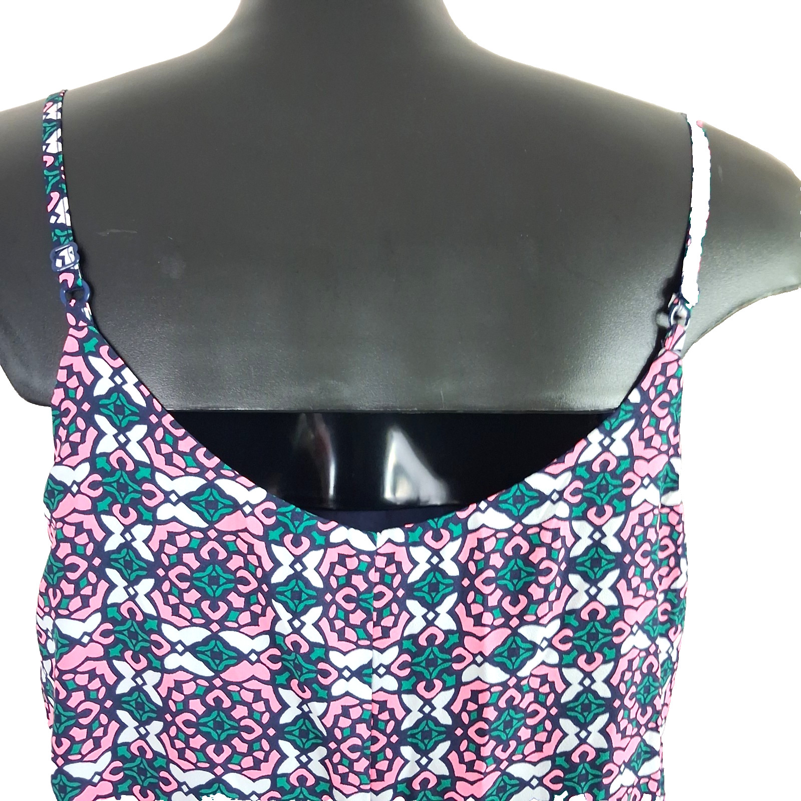 SugarLips Vibrant Geometric Print Flattering Swing Dress w/spaghetti straps Sz M