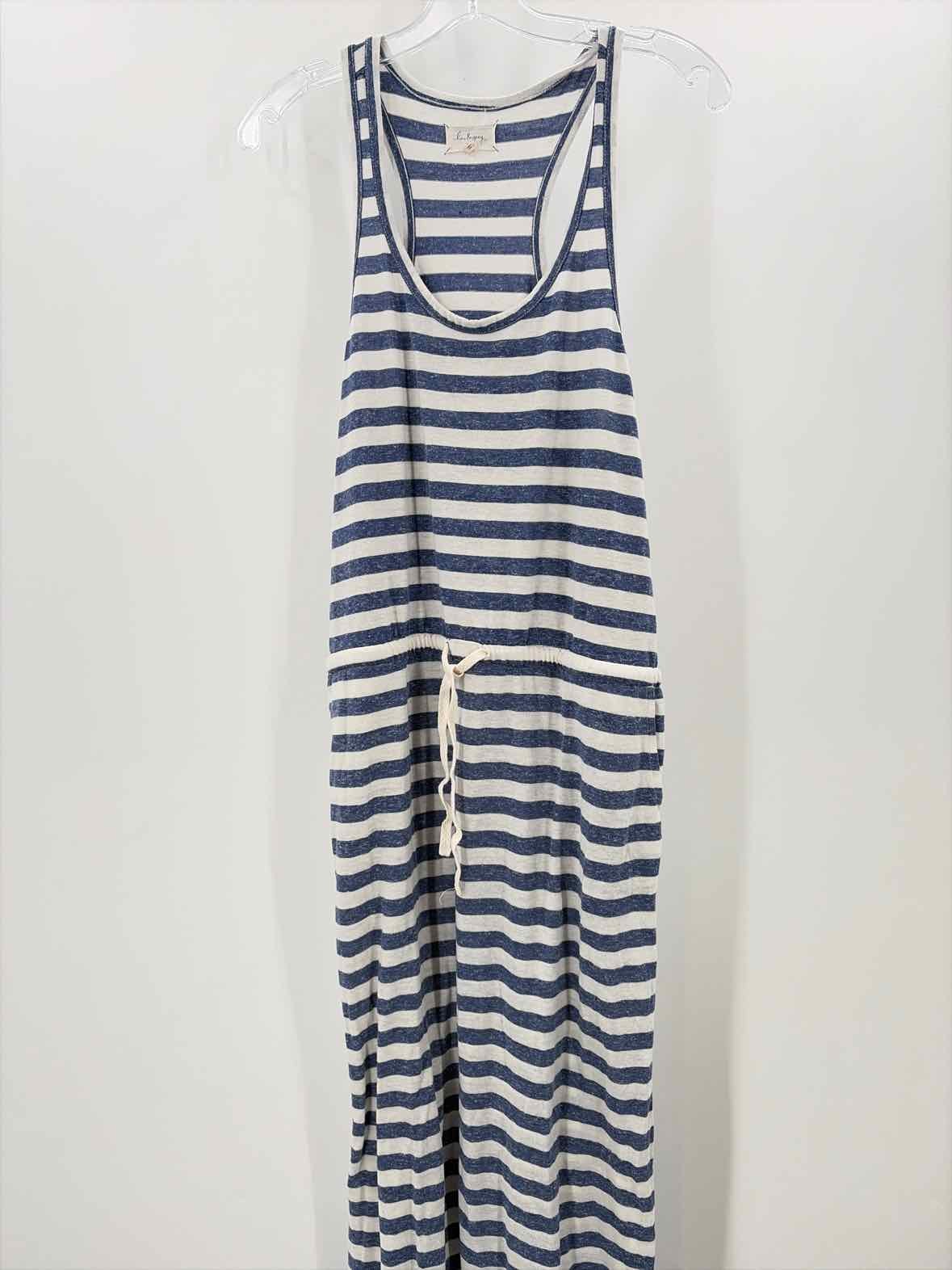 Pre-Owned Lou & Grey White Size Large Stripe Maxi Sleeveless Dress