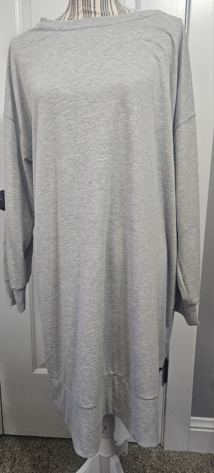 Ellen Tracey Heather Grey Cuff Long Sleeves Sweater Dress