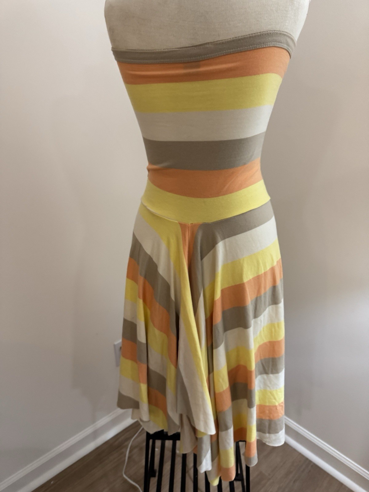 Tiffany Alana Strapless Multicolor Striped Knit Dress SZ M/L Vintage Y2K 20+YO