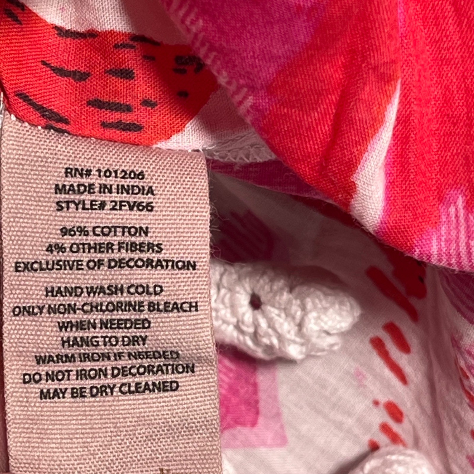 Soft Surroundings Pink Ikat Embroidered Tassel Tunic Dress 2FV66 XL