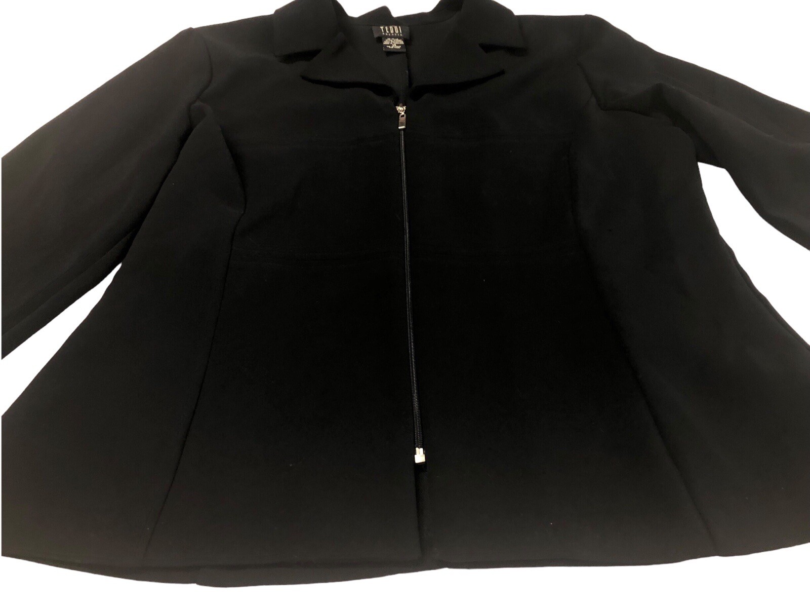 Teddi Dresses Women Black Jacket Size 14 Zip Up Polyester Light Weight Dry Clean