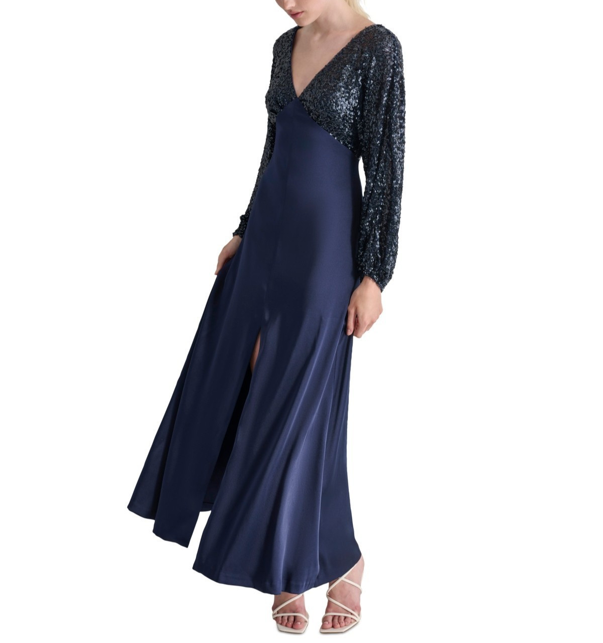 DKNY Women’s Sequin Embellished Blouson-Sleeve Gown MSRP $279