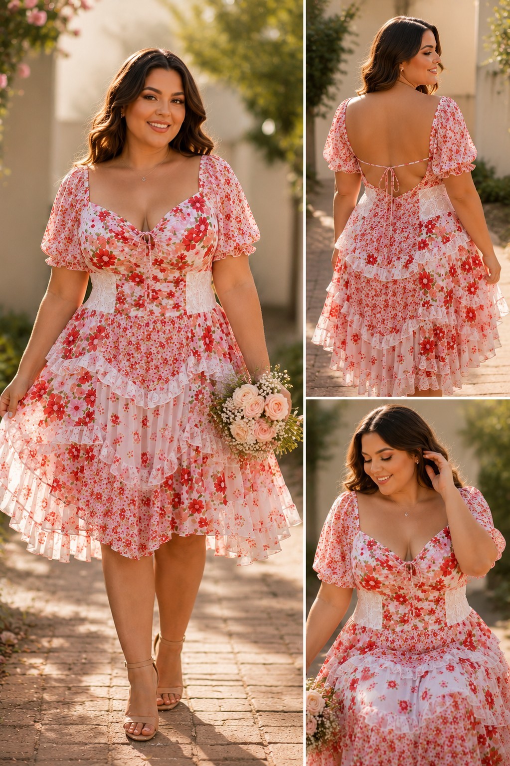 Arula Beautiful B 2X Floral Lace Dress NWT Cottagecore Coquette Barbiecore