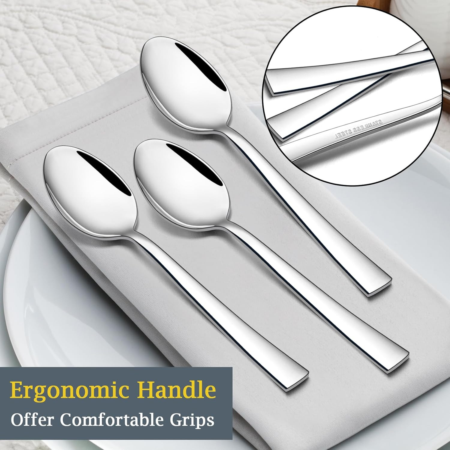 Teaspoon Set (12 Pieces), 6.7″ Stainless Steel Mini Tea Spoons, Premium Stirring