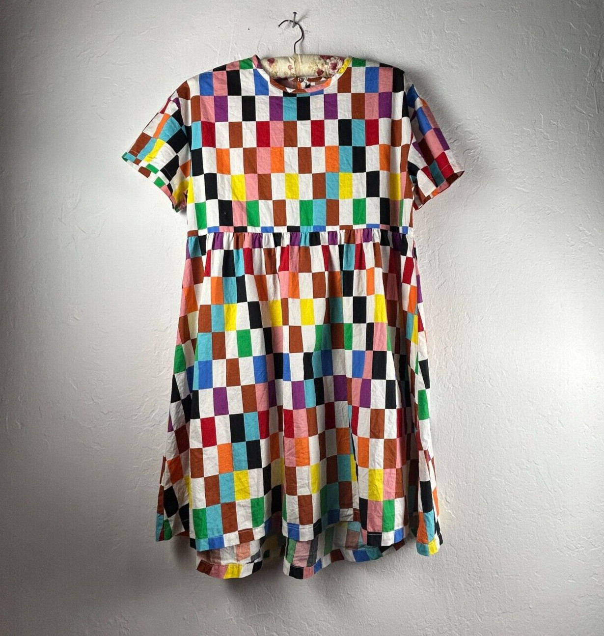 Pride Target Multicolor Checkered Skater Dress Size Small Short Sleeve Casual
