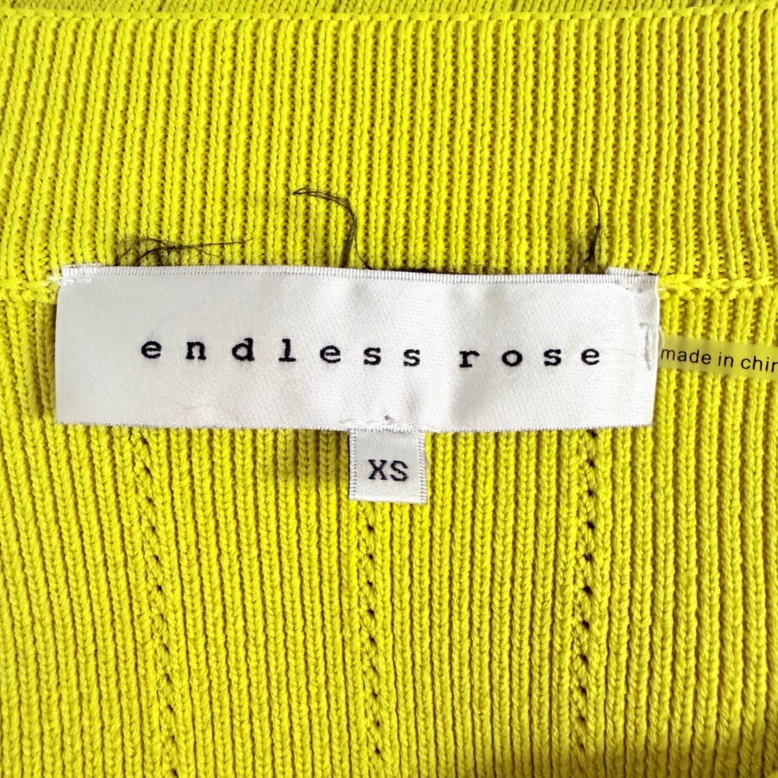 Endless Rose Lime Yellow Ribbed Knit Button Down Mini Dress Gold Crest Button XS