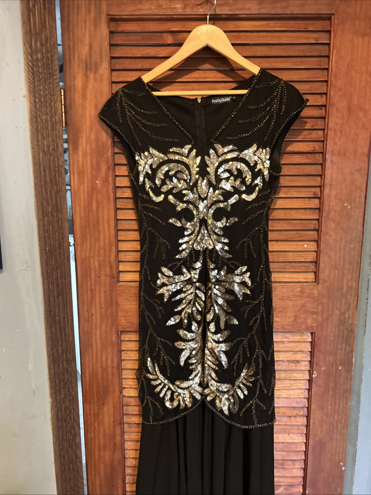 PrettyGuide Women ‘s 1920s Formal Evening Prom Dress Gold Small Women ‘s Dress