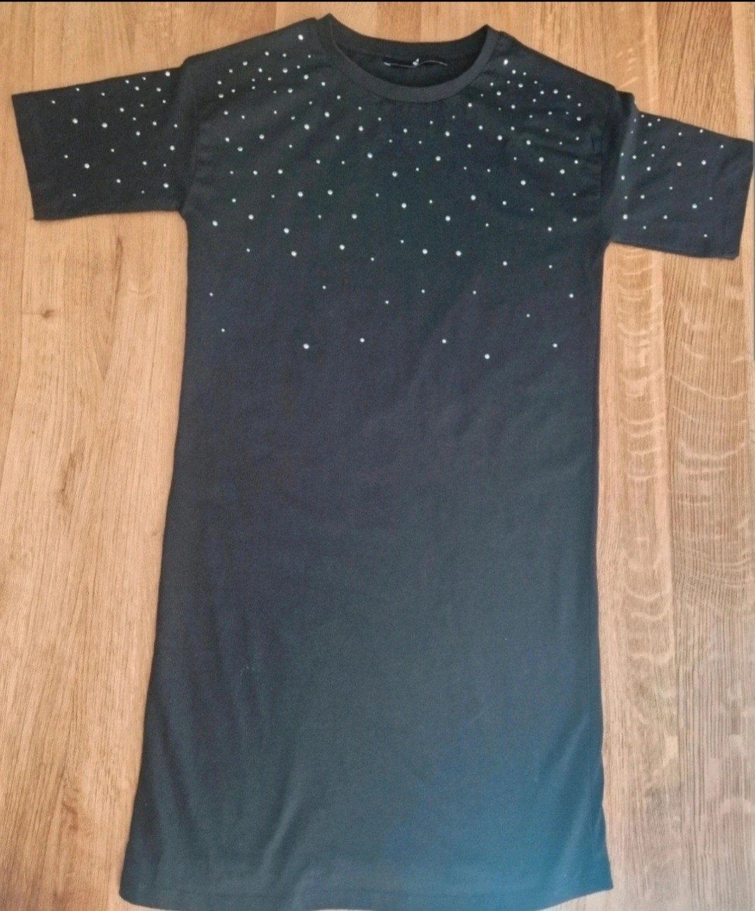 ​V by Very Black Rhinestone Mini Dress T-Shirt Style Sparkle Size 6