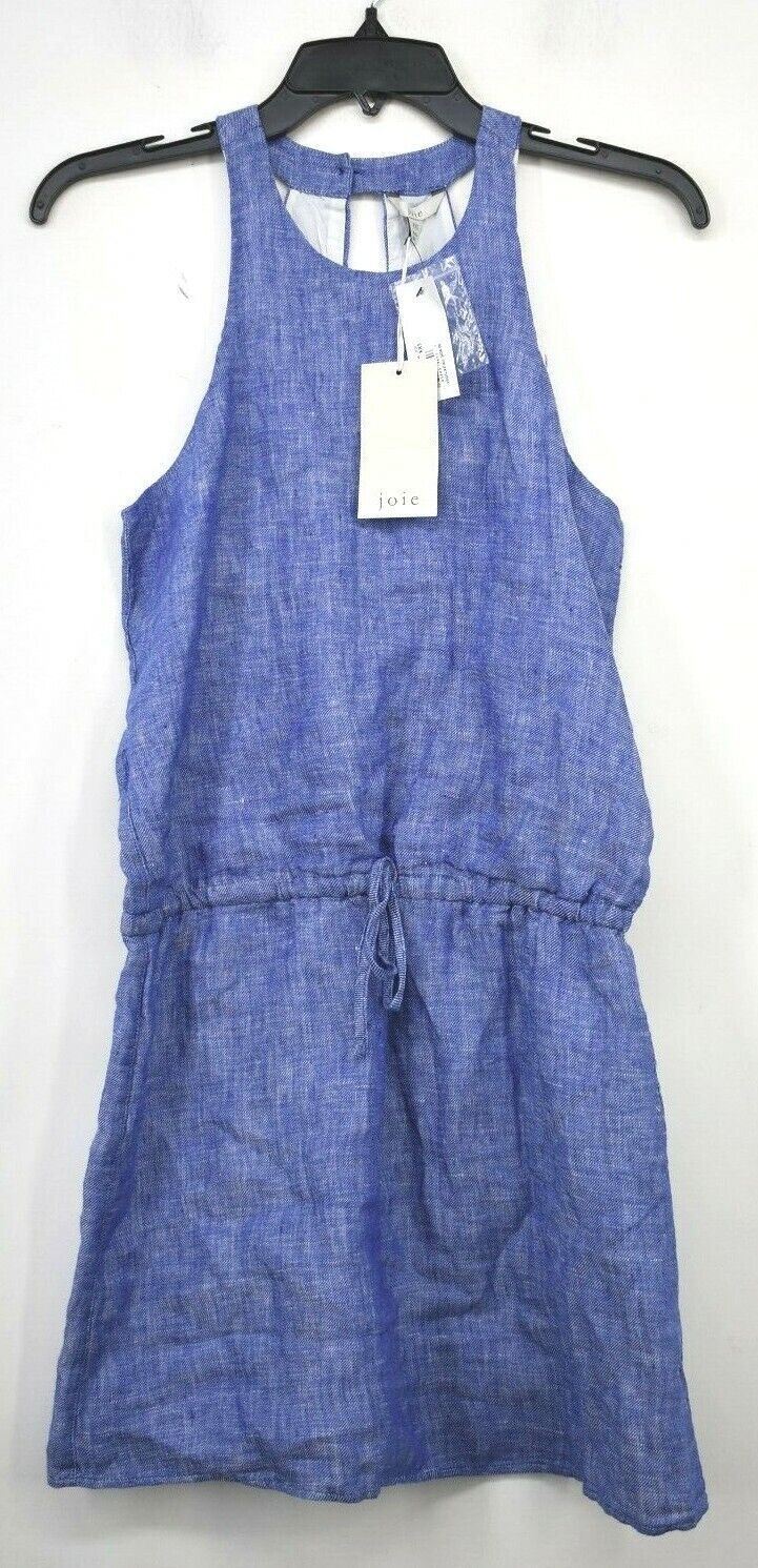 Joie Women Plaza Drawstring Waist Scoop Neck Diega Sleeveless Linen Dress XXS