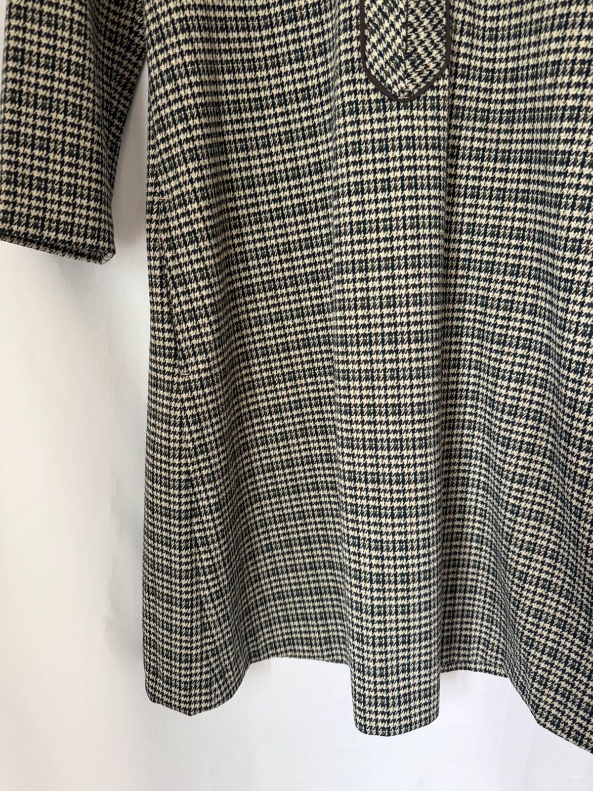 J. McLaughlin Makayla Houndstooth Brown Collared 3/4 Sleeve A-line Dress S