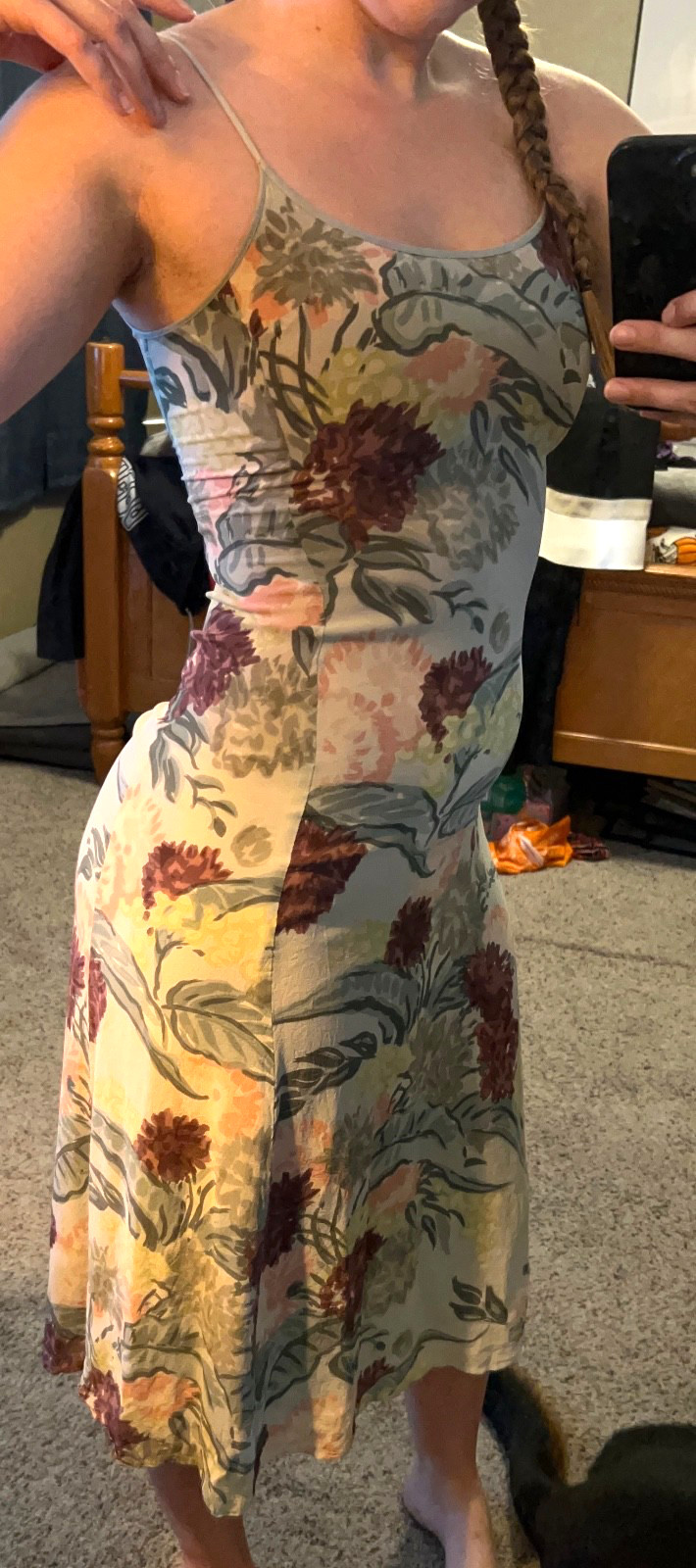 J Crew Dress – Womens Size 2 / Green, Floral Print 100% Silk Dress