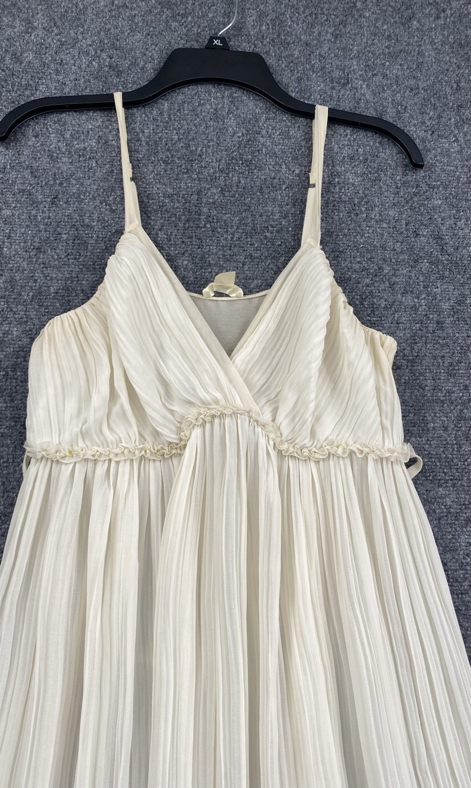 Flora Ivory Pleated Spaghetti Strap Maxi Dress