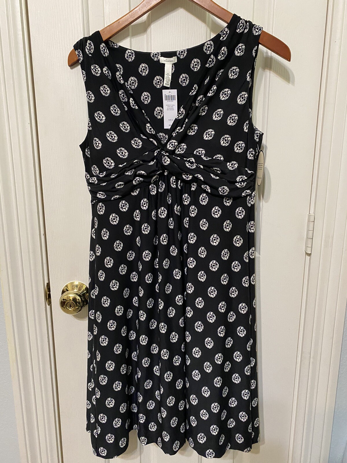 SOMA black INDIRA Soft Jersey V-neck Cross over sleeveless dress sz M NWT $69