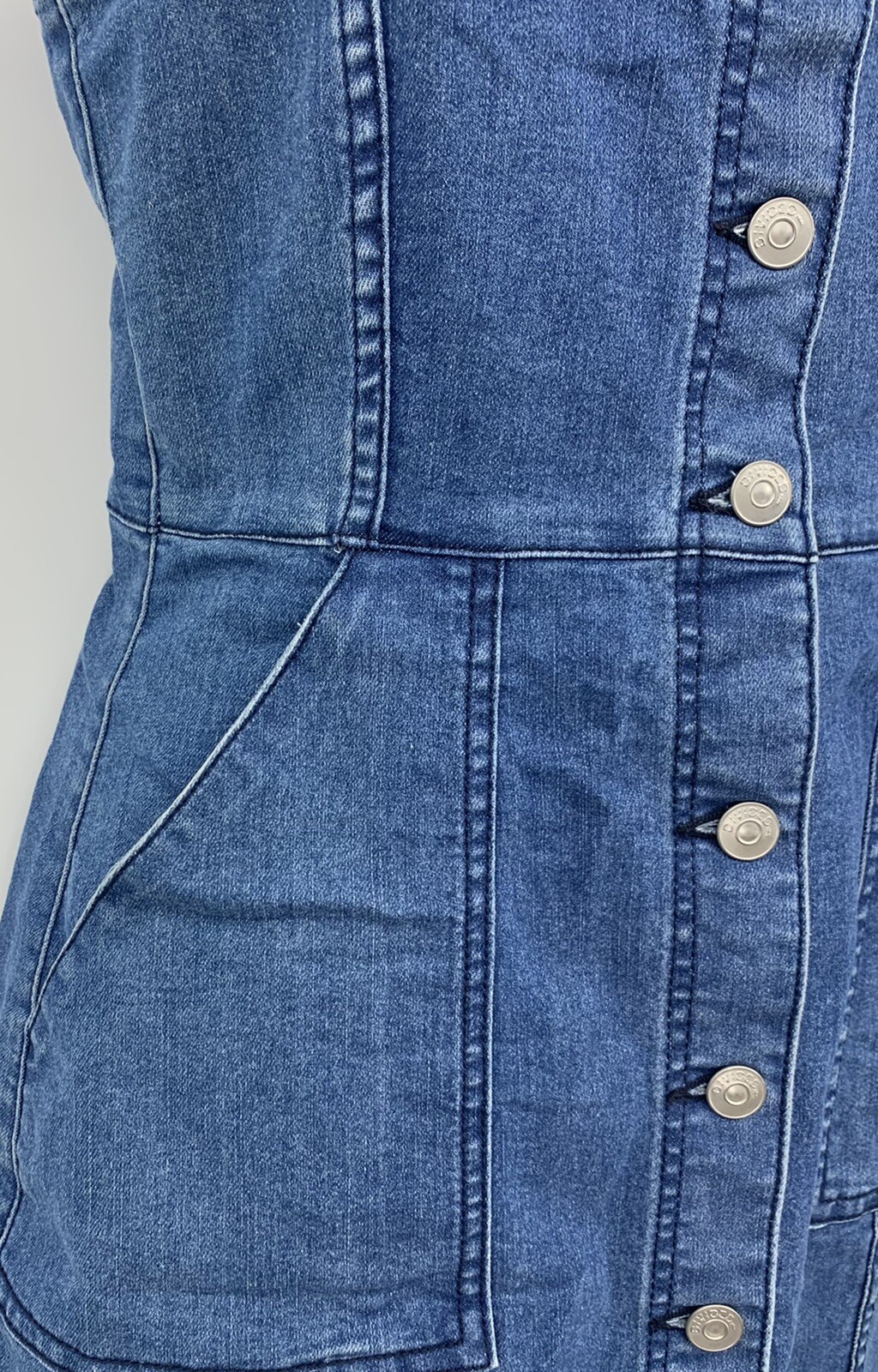 Divided Dress Size 6 Blue Denim Bodycon Square Neck Straps Stretch Womens B59