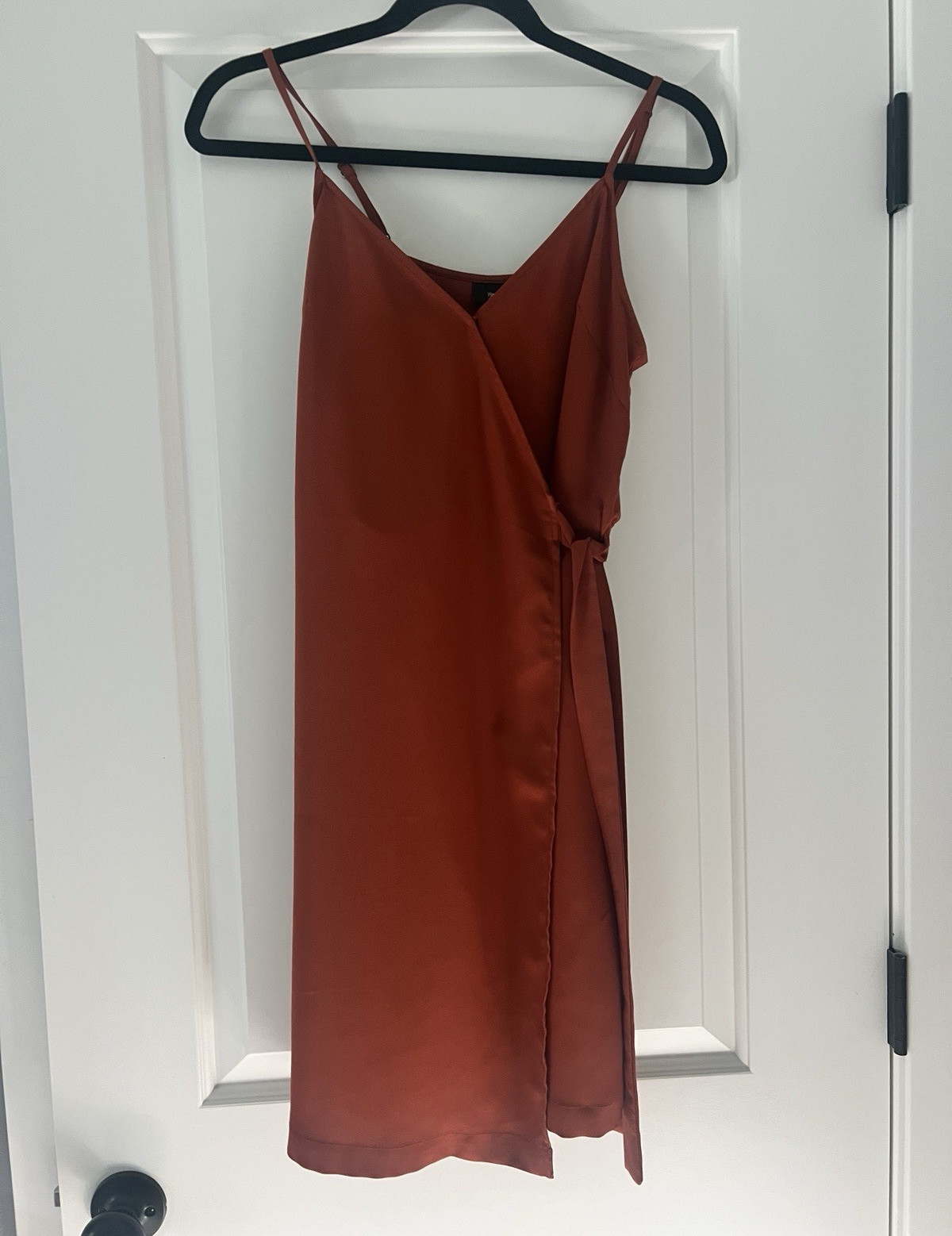 Mossimo Rust Orange Slip Wrap Mini Dress Sleeveless Straps Sz XS