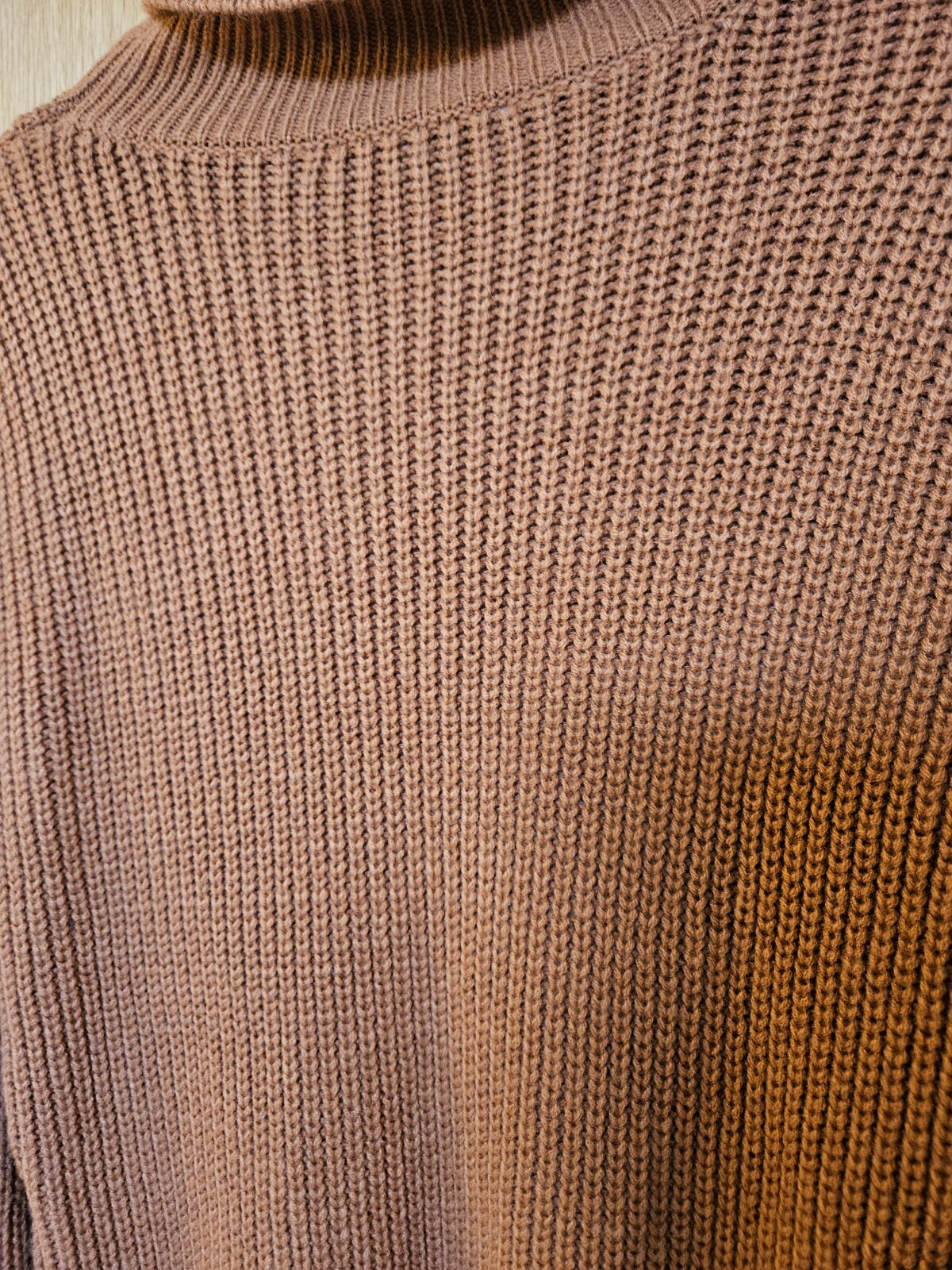 HERA Collection Camel Brown Knit Balloon Turtleneck Sweater Dress Women’s Size S
