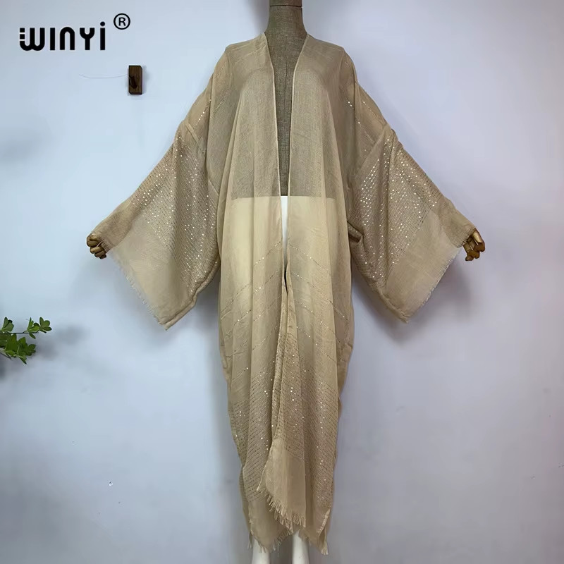 2023 Women Bohemian Gold Thread Monochrome Elegant Casual Dress African Cardigan