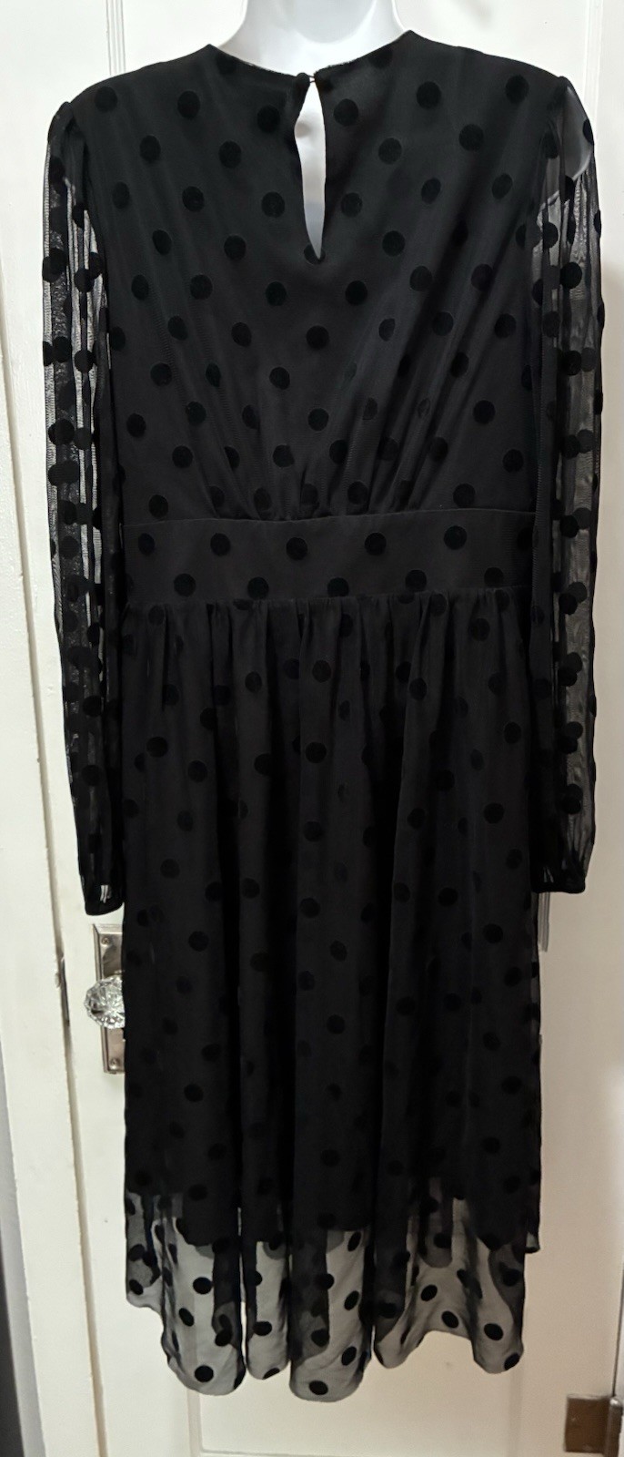 BODEN Black Polka Dot Sheer Mod Retro Dress LBD UK14 US 10 M L