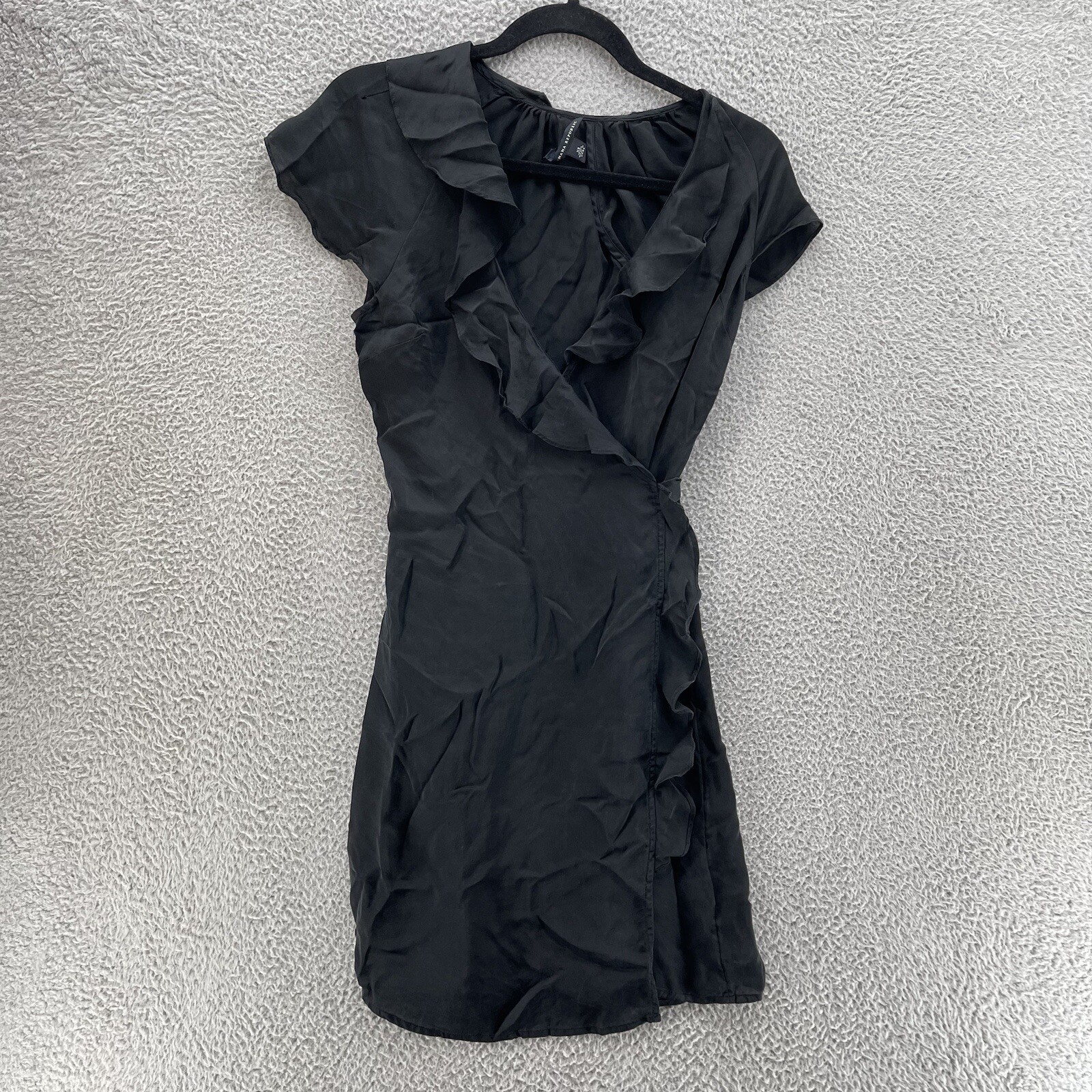 Banana Republic Dress Women Extra Small Black Wrap Ballerina Lightweight Ruffled