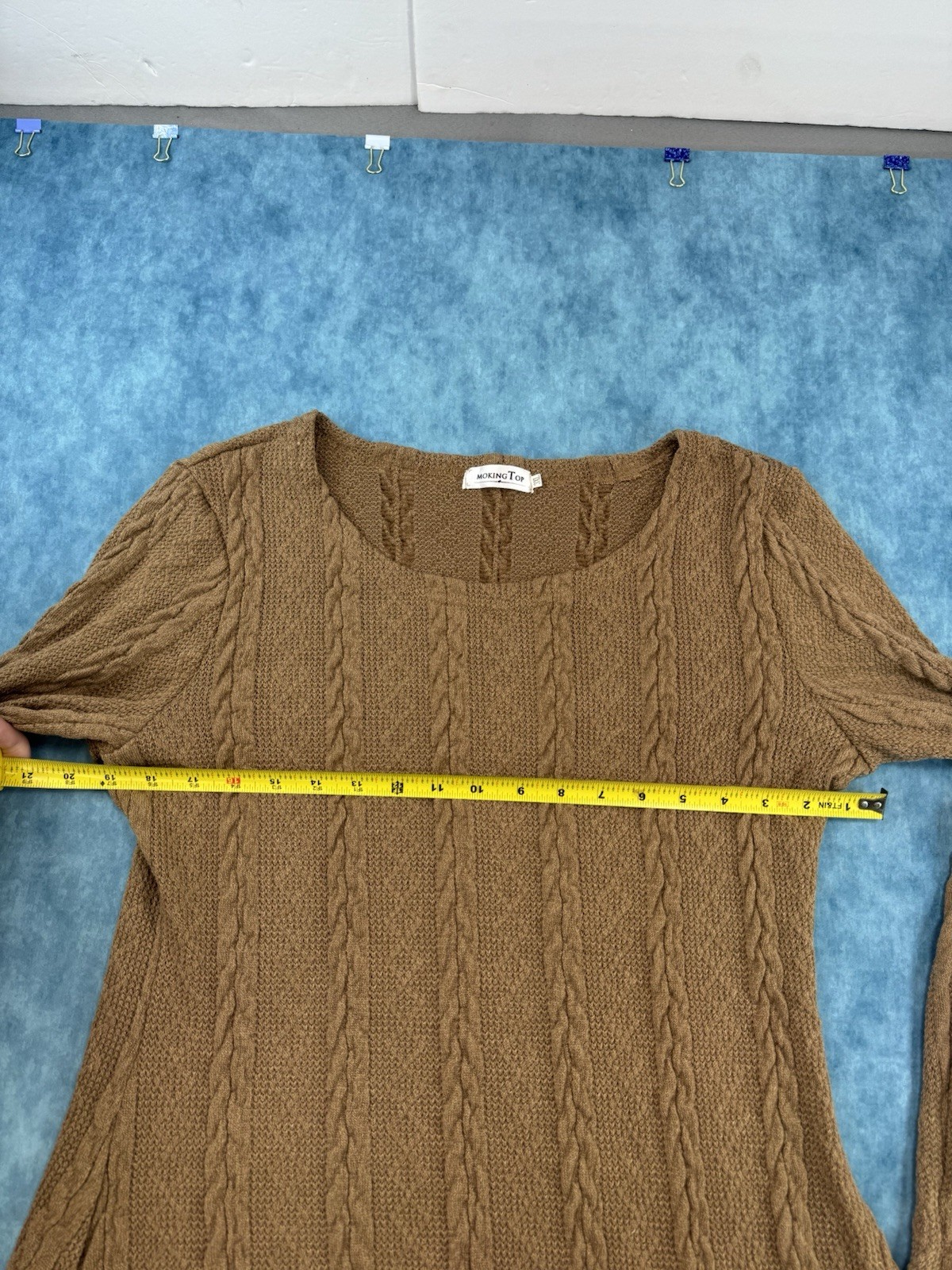 Moking Top Brown Cable Knit Sweater Dress Size 3XL Boho A-Line Long Sleeve