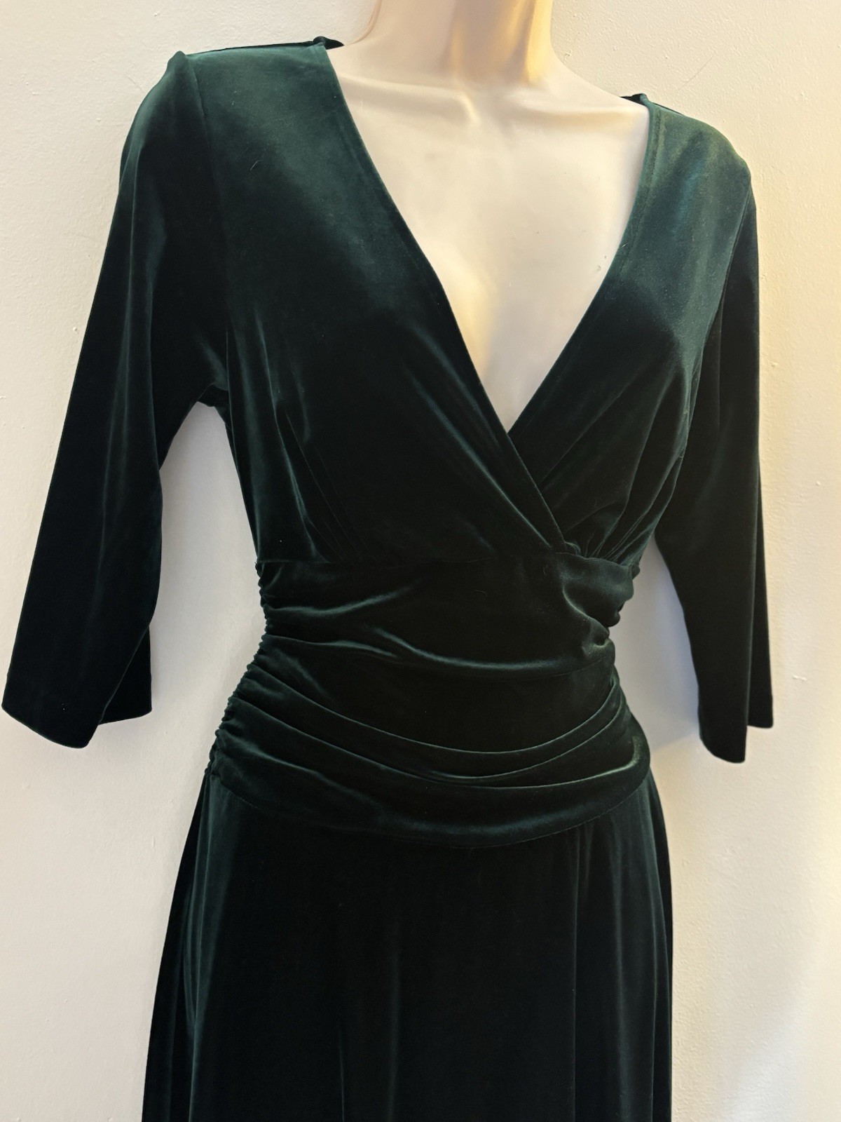 Connected Apparel Green Velvet Wrap Dress Size 6 Stretchy Y2K Sri Lanka