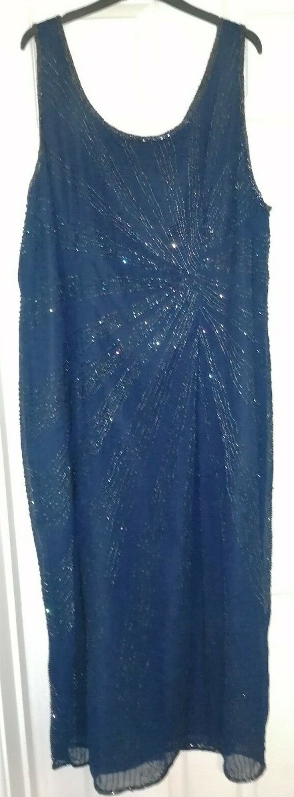 Lyndella Navy Embellished Sequin Evening Dress UK Size 26.
