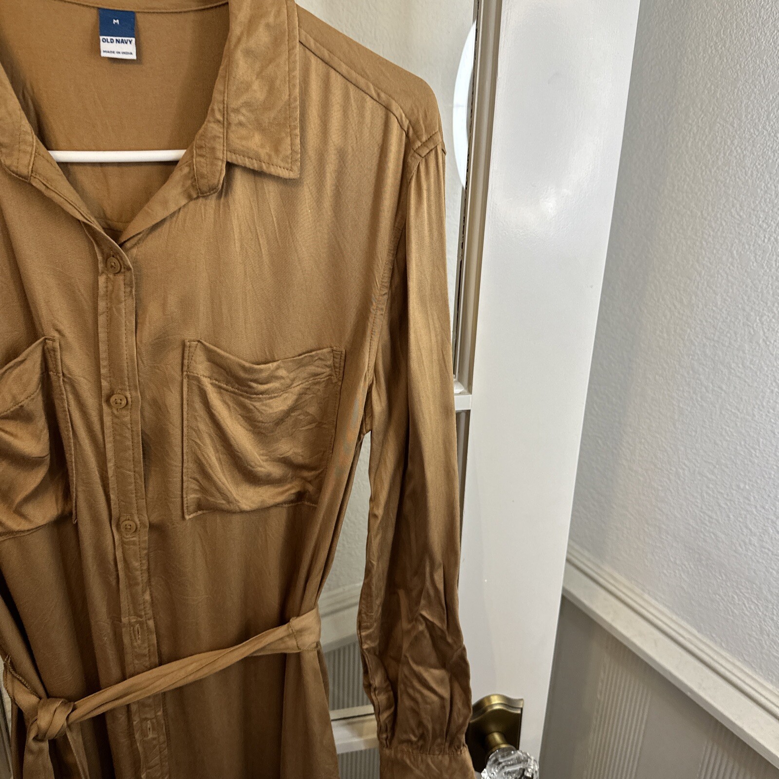 Old Navy Shirt Dress Midi Womens Large Gold