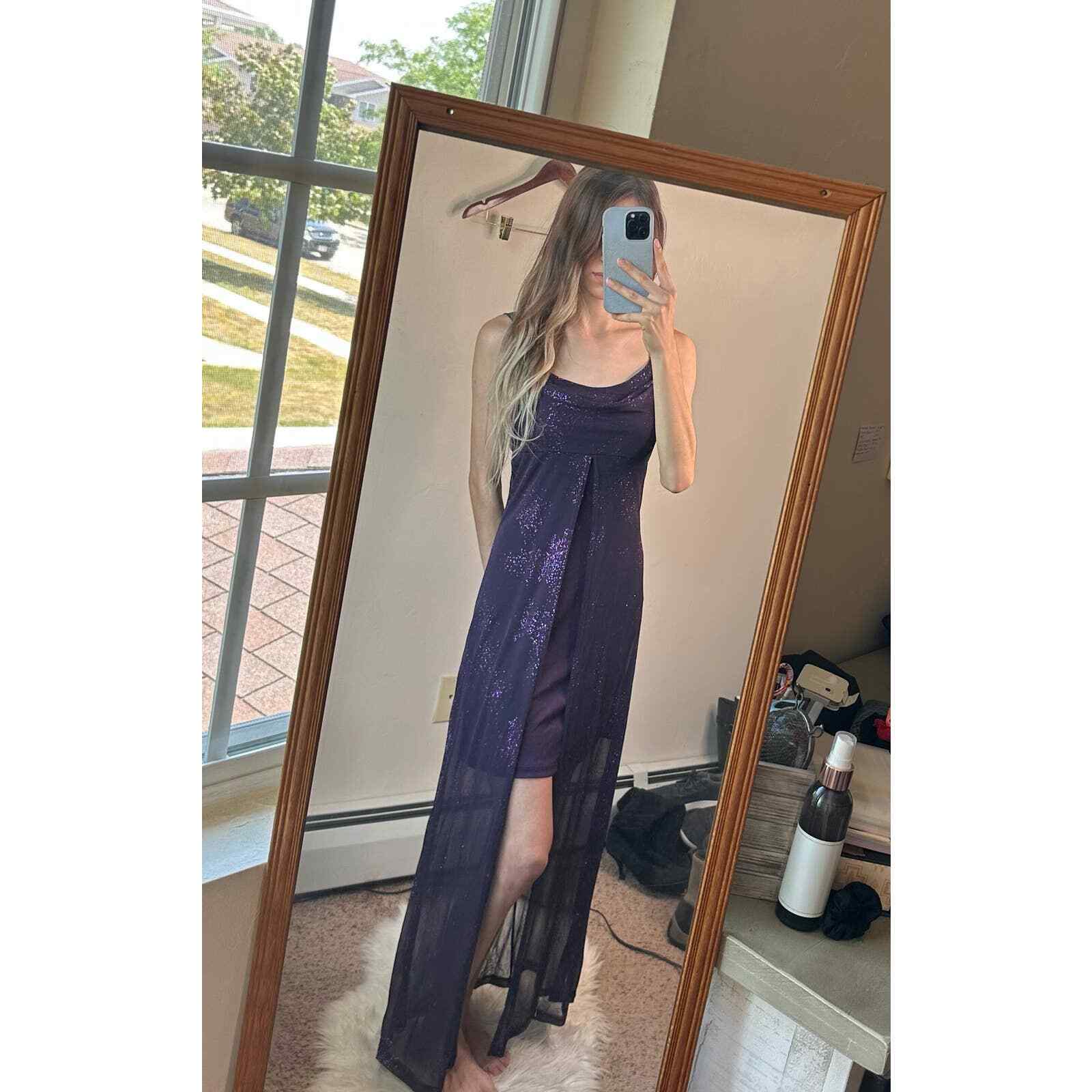 Candy Rocket Purple Glitter High Low Dress