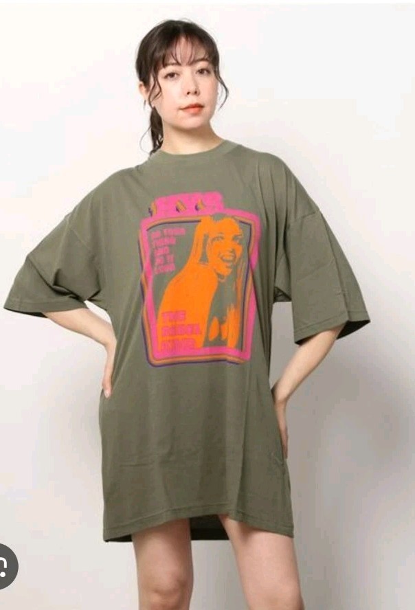 Hysteric Glamour Womens Tshirt Dress Oversized Japan Hys Green Rebel Free Size
