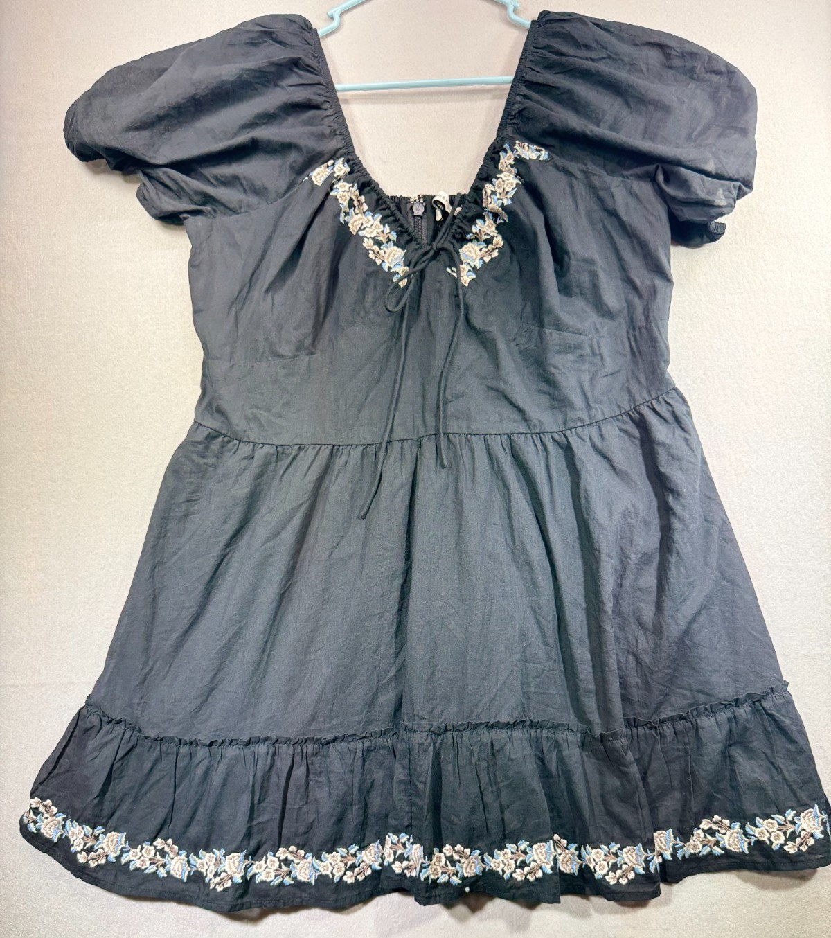 Abercrombie & Fitch Womens Black Embroidered Mini Dress XXL NWT Tags Included