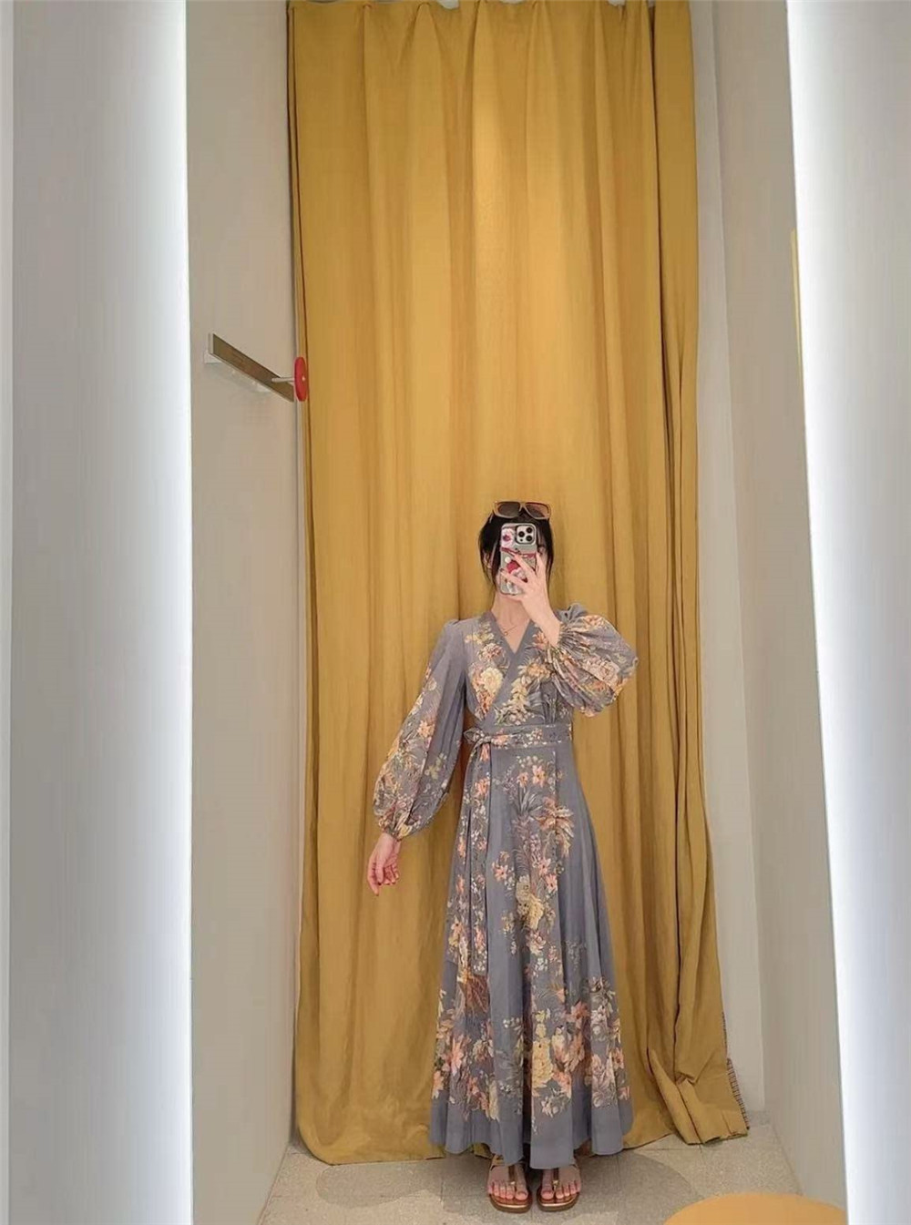 NWT Zimmermann Resort New Print Elegant Long Sleeve V-Neck Wrap Maxi Dress