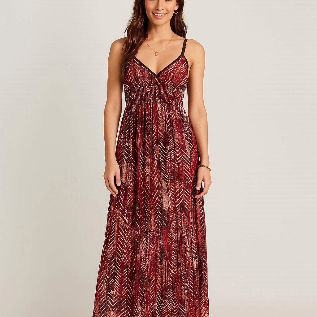 Maurice’s Women’s M Tribal Maxi Dress Preppy Cottagecore Boho Stretchy U.S.A.